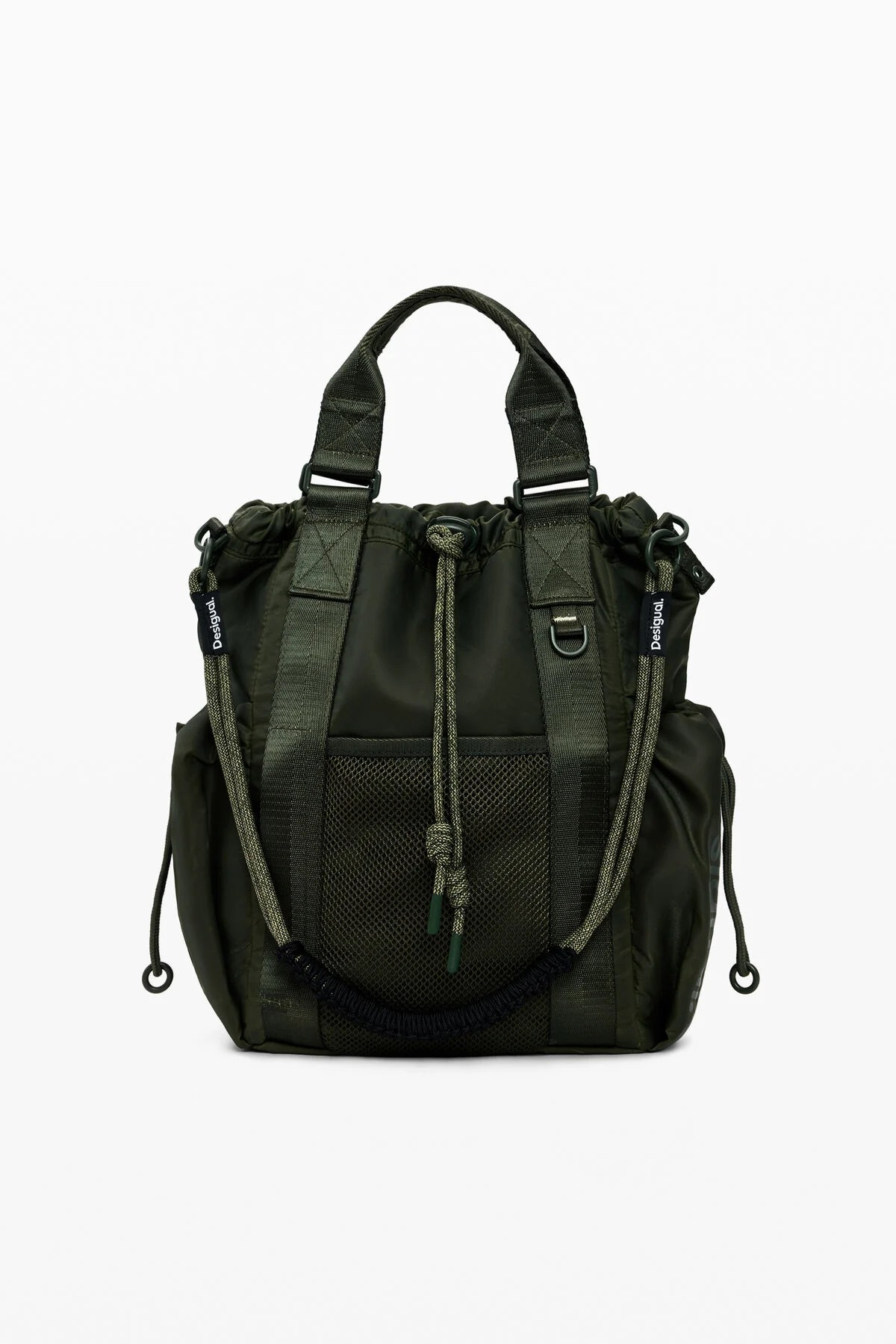 Waxed multi-position backpack green women’s accessories I Desigual.com — image 1 of 6