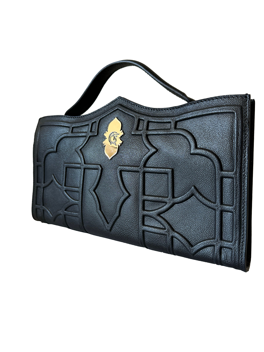 Sac à main en cuir noir - Dellaluna X Caviar Kaspia — image 1 of 5